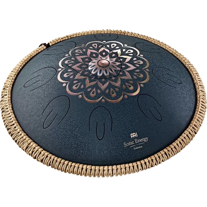 Meinl 16'' Octave Steel Tongue Drum, D Amara, Lasered Floral Design - Navy Blue