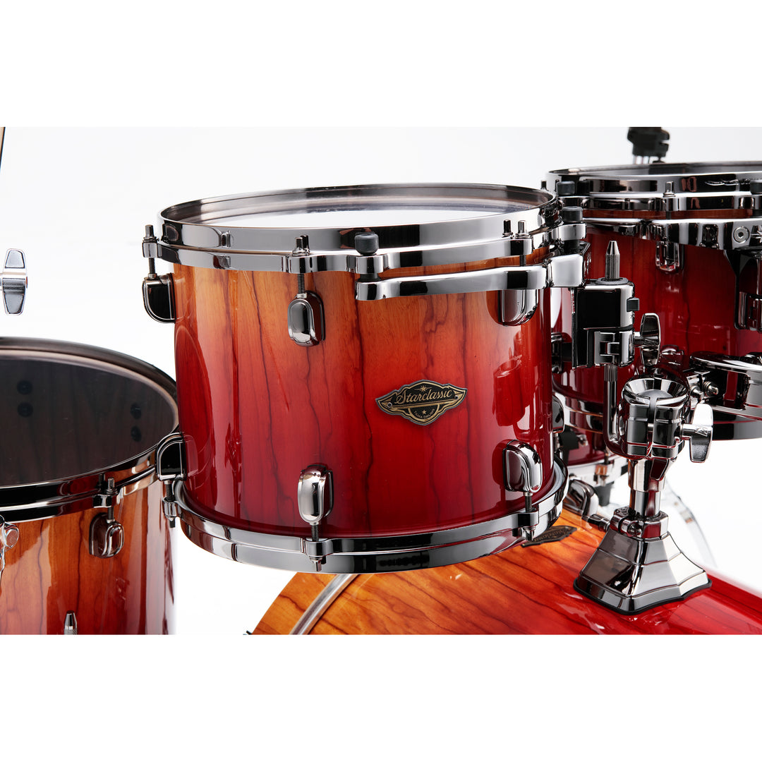Tama Starclassic Walnut/Birch 5-Piece Shell Pack (22,10,12,14,16) with Black Nickel Shell Hardware - Vermillion Bosse Fonce Fade