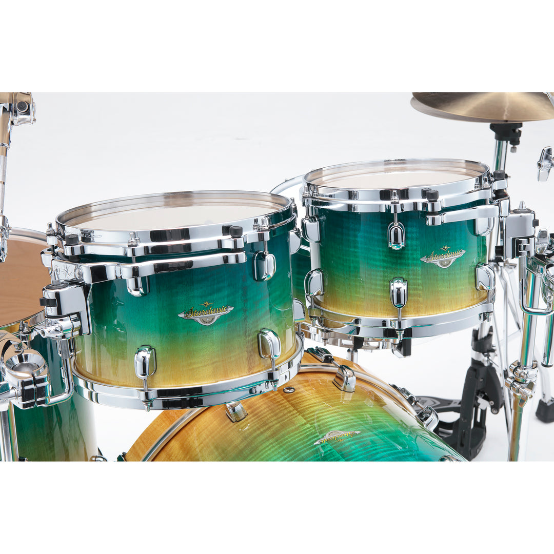 Tama Starclassic Maple 4-Piece Shell Pack (22,10,12,16), Chrome Hardware - Marine Shoreline Movingui Fade