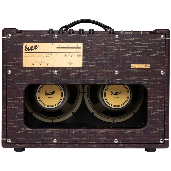 Supro 1630RCBUR Ambassador Custom 2 x 10-inch 50-watt Tube Combo Amplifier - Burgundy