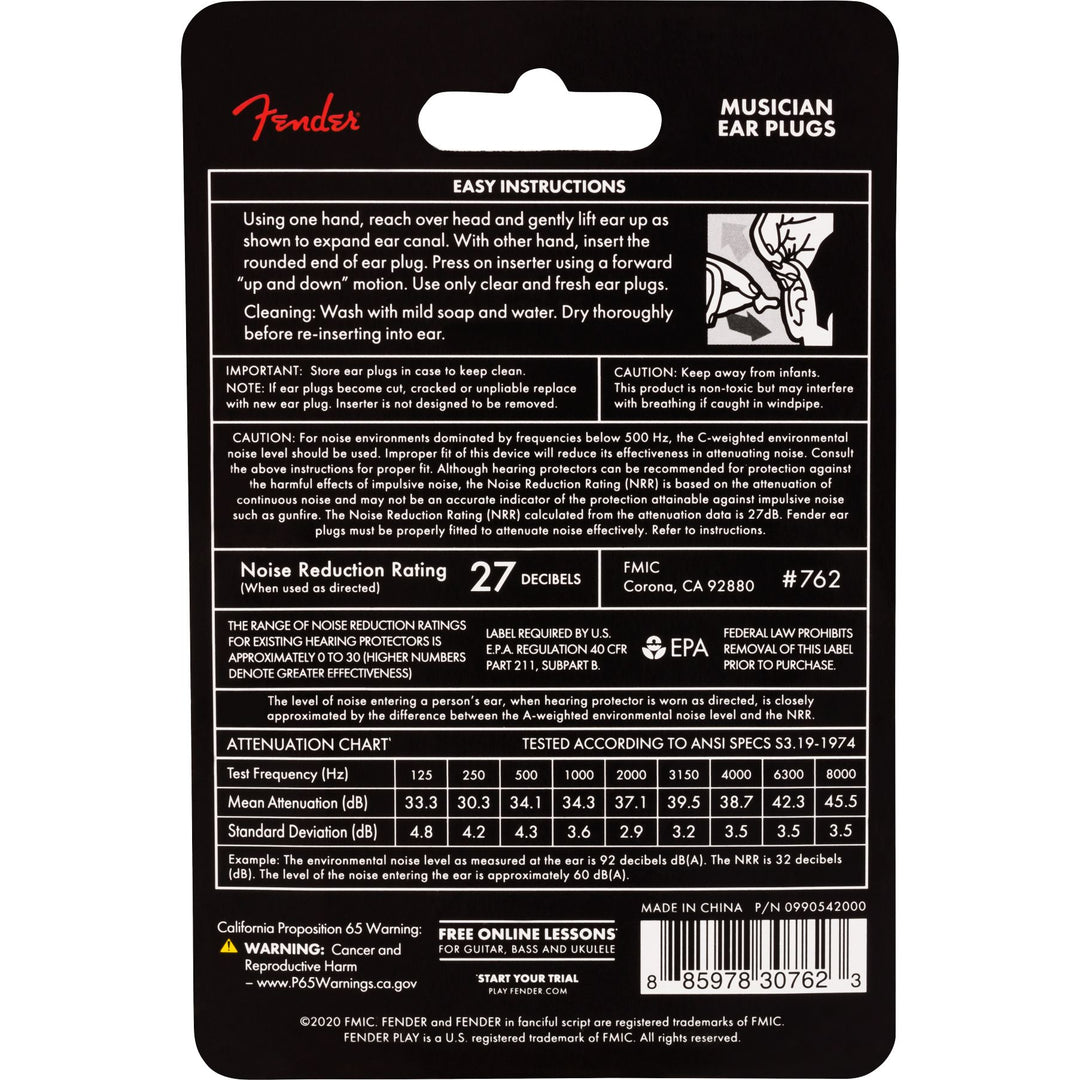Fender Musician Series Black Ear Plugs