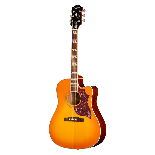 Cutaway Hummingbird Studio acoustic/electric with spruce top in Heritage Cherry finish.