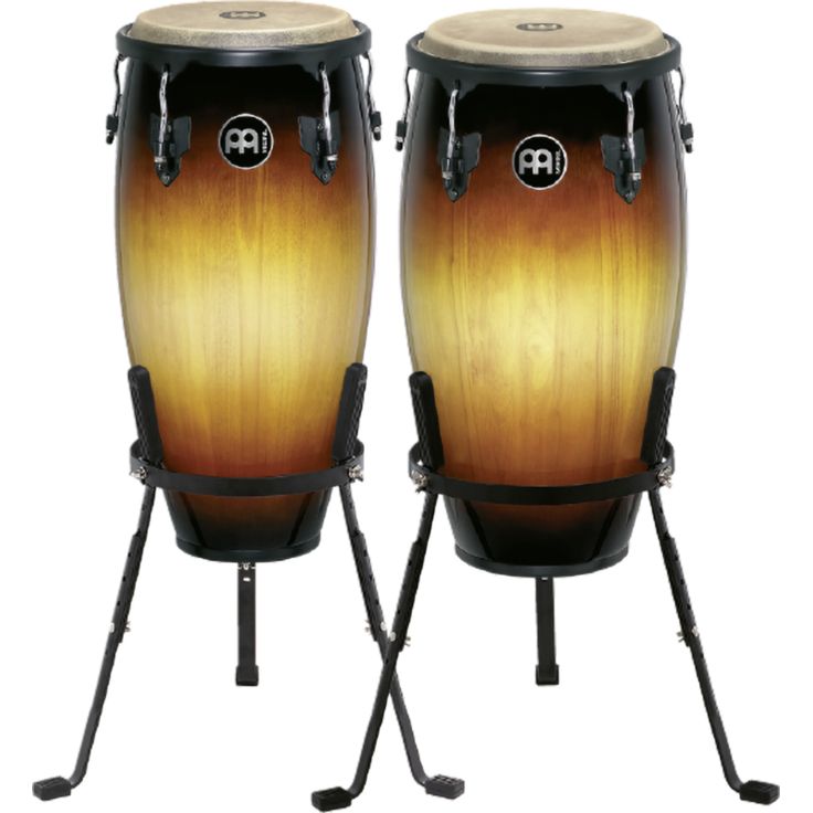 Meinl Percussion 11" & 12" HeadlinerÂ® Series Conga Set Vintage Sunburst Basket stand Hand selected buffalo head