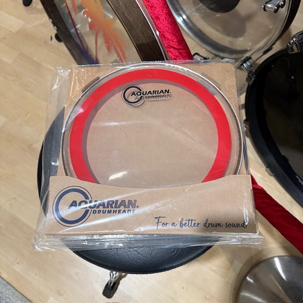 Aquarian PF16RED- Aquarian 16" Performance II Clear W/Rd Circle Ring Drumhead