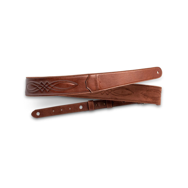 Taylor Vegan Leather Strap,Med Brown w/Stitching 2.0",Embossed Logo