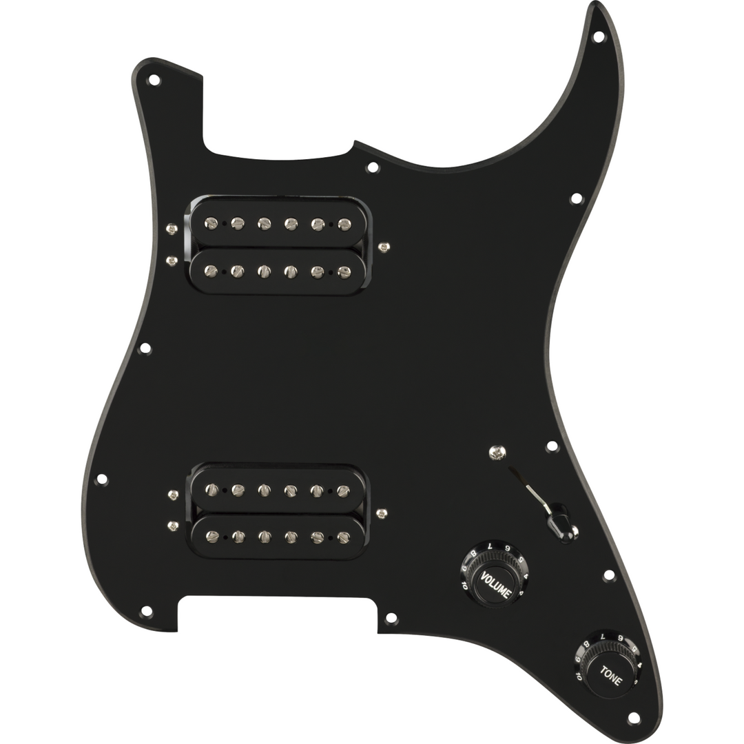 Fender Pre-Wired Strat® Pickguard -  Quadra Tap™ HH -  Black 11 Hole PG