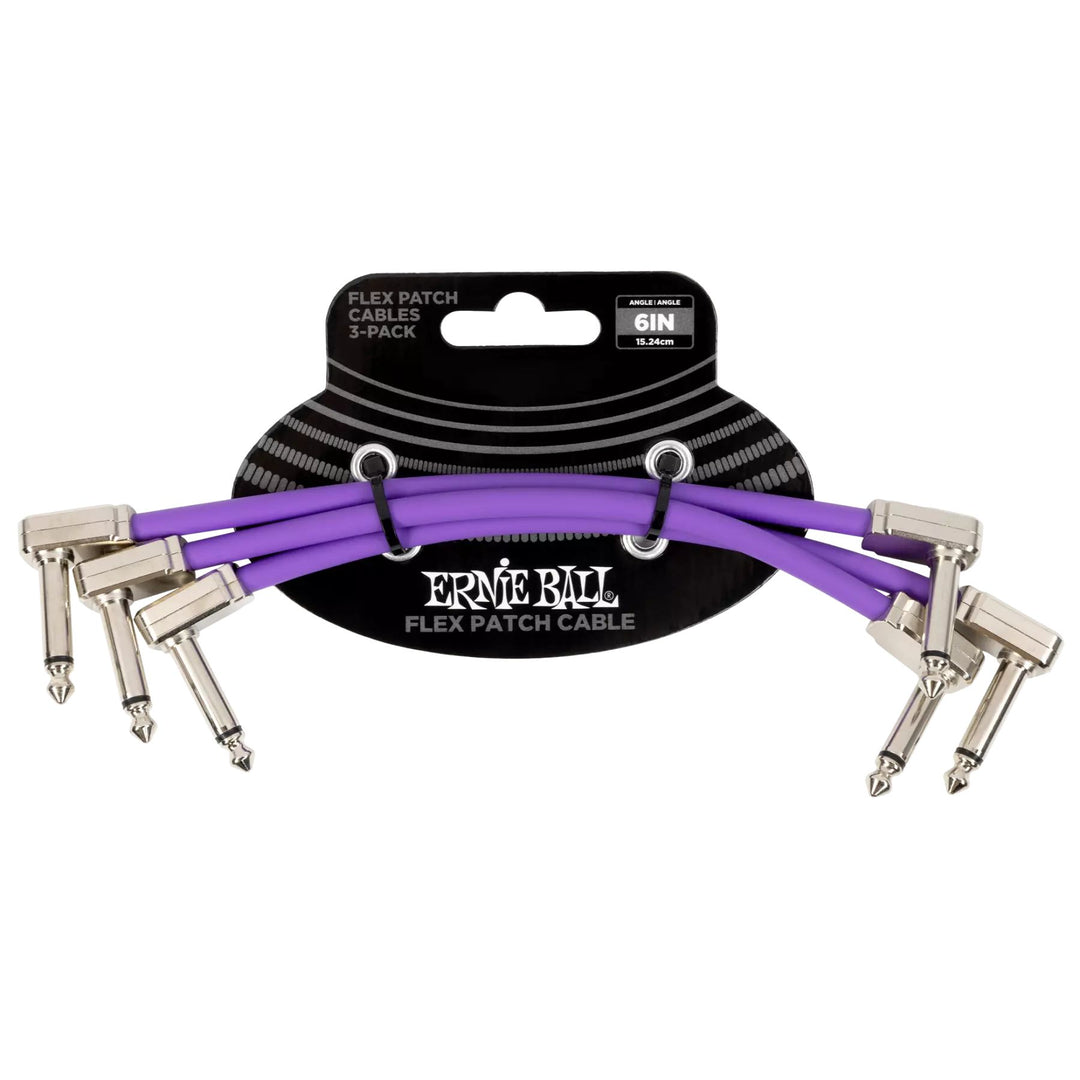 Ernie Ball 6452EB Flex Patch Cable 6" - Purple (3 Pack)