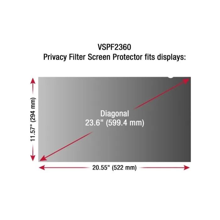 Viewsonic VSPF2360 23.6" Privacy Filter  16:9 LCD Monitor, Anti-Glare & Scratch Resistant, Black