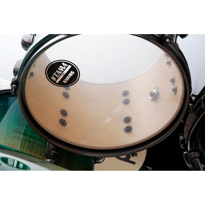 Tama Starclassic Maple 4-Piece Shell Pack (22,10,12,16), Smoked Black Nickel Hardware - Marine Shoreline Movingui Fade