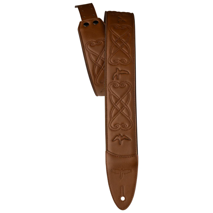 PRS 2.4" Padded Guitar Strap w/RAS, Custom Leather (Faux) Birds - Tan