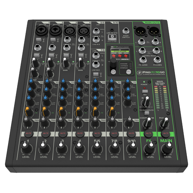 Mackie ProFX10 GO 10-Channel Battery-Powered Mixer