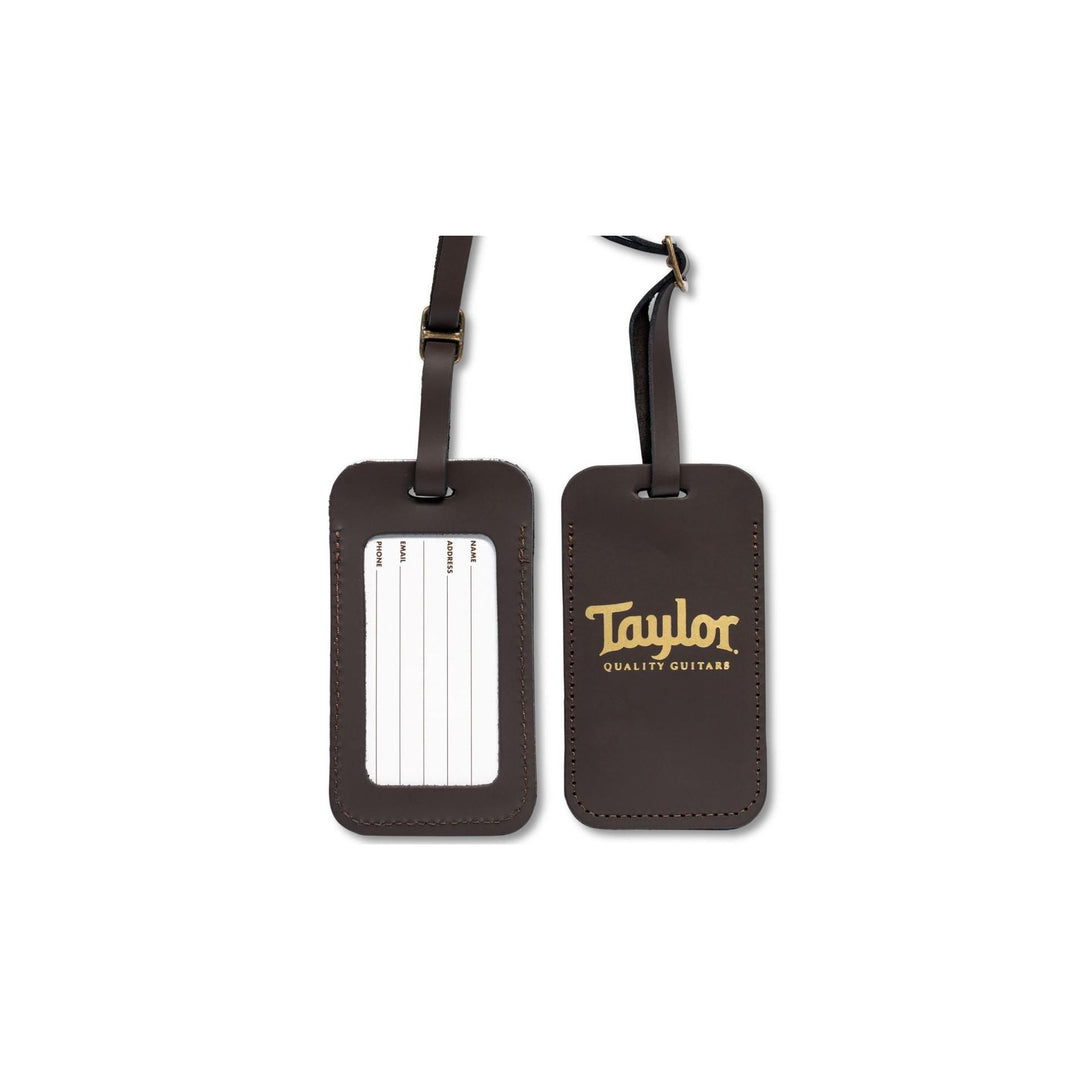 Taylor Leather Luggage Tag,Chocolate Brown,  Gold Logo