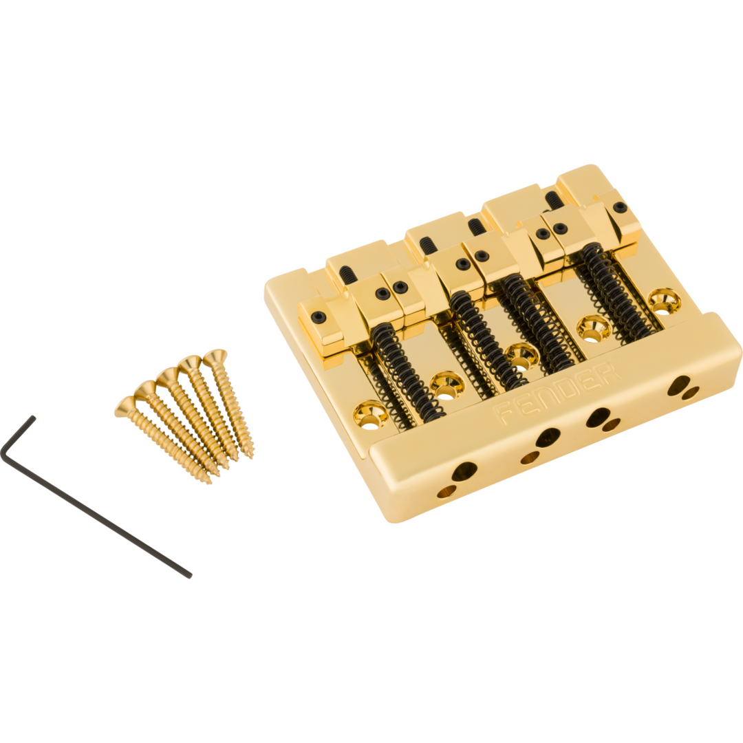 Fender ® HiMass™ 4-String Bass Bridge Assembly With Brass Saddles -  Gold
