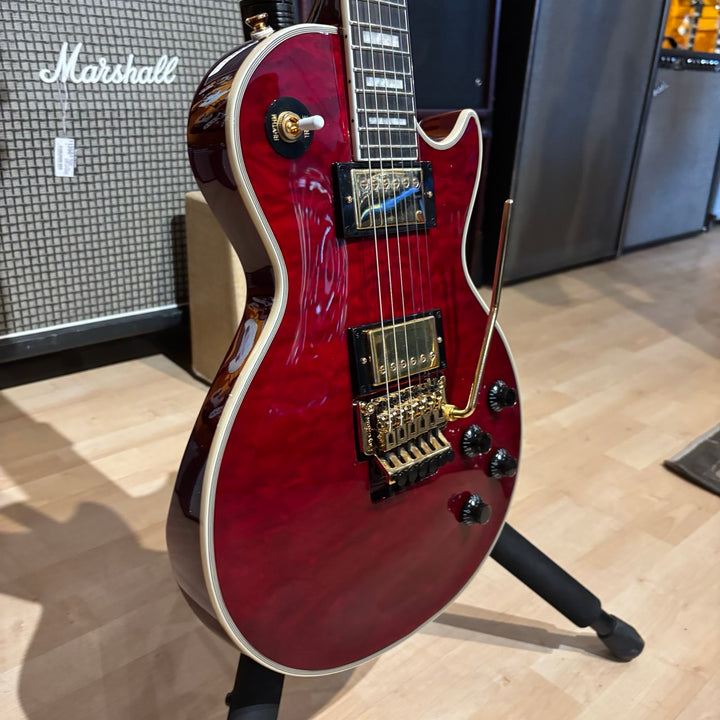 Epiphone - Alex Lifeson LP Axcess Quilt "Ruby Red" w/ Floyd Rose , OHSC & Candy (2022) - USED