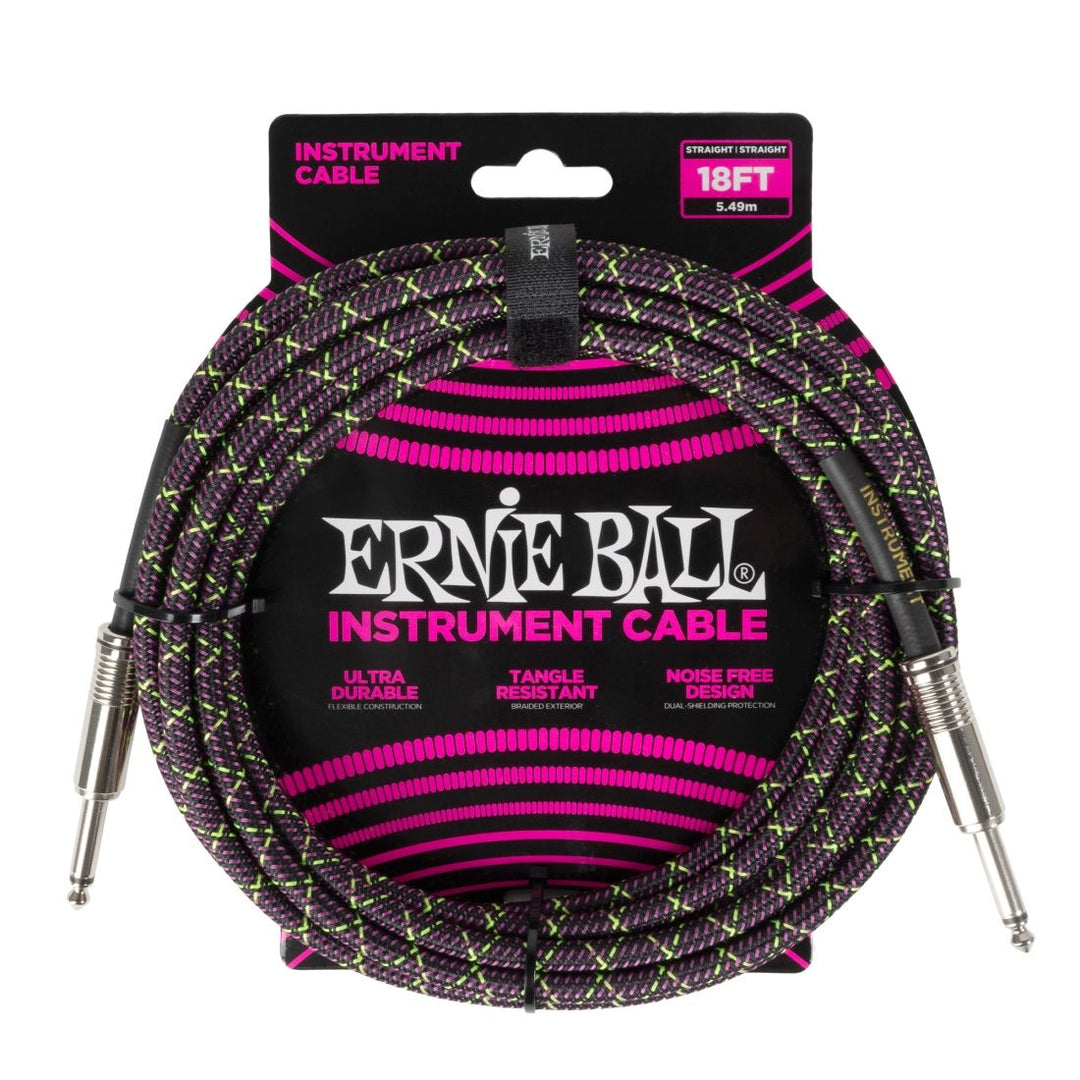 Ernie Ball 18' Straight Braided Cable - Purple Python