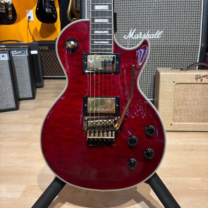 Epiphone - Alex Lifeson LP Axcess Quilt "Ruby Red" w/ Floyd Rose , OHSC & Candy (2022) - USED