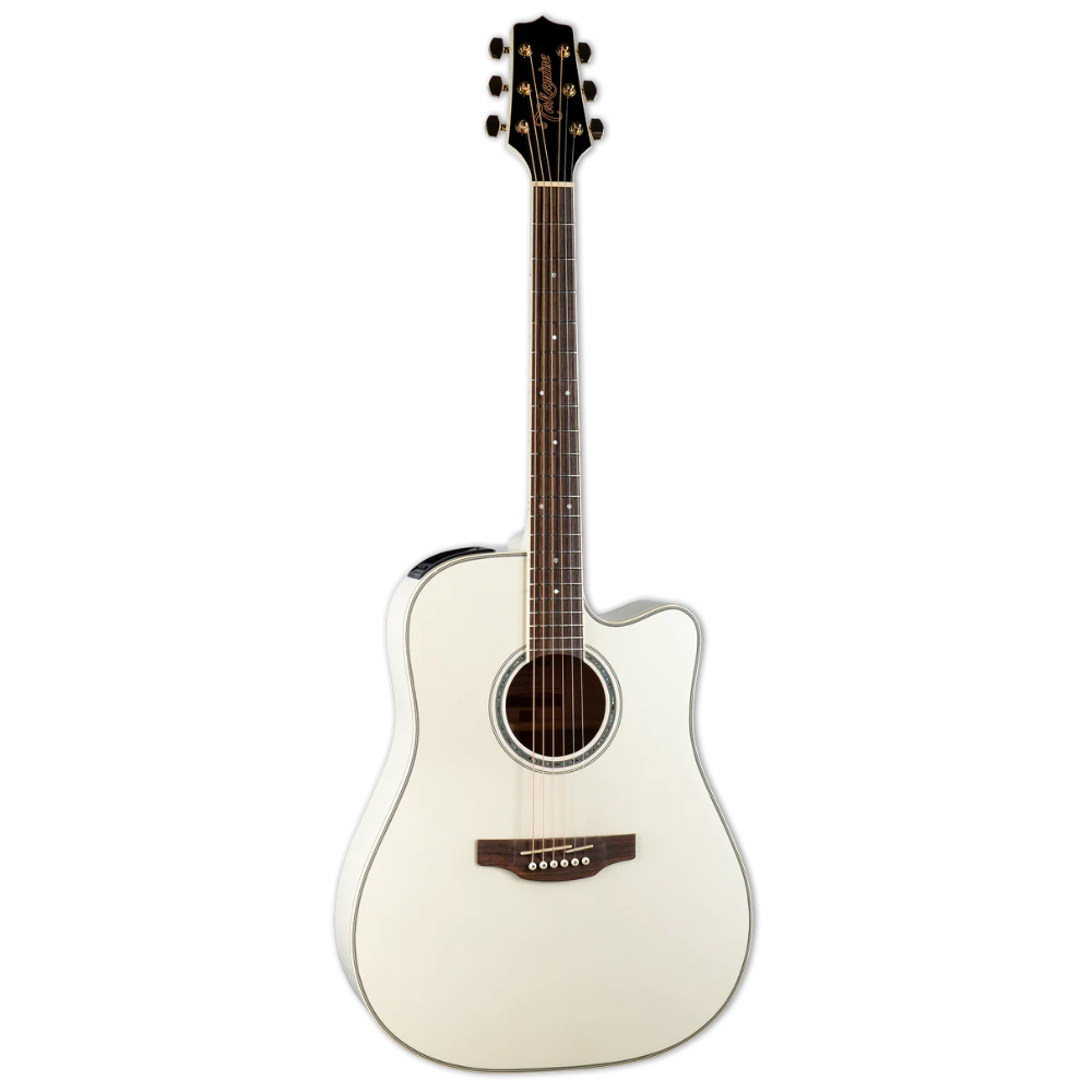 Takamine GD37CE-PW Dreadnought Solid Spruce Top – Pearl White Finish TP-3G preamp Gig bag included