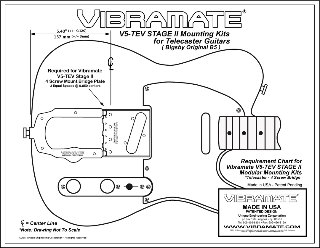 Allparts TP-3747 Vibramate® V5-TEV-2 for Bigsby® and Telecaster® Standard