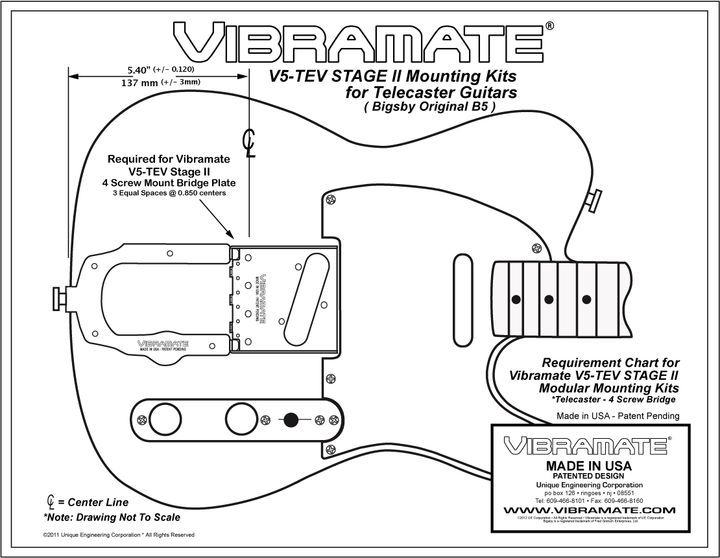 Allparts TP-3747 Vibramate® V5-TEV-2 for Bigsby® and Telecaster® Standard
