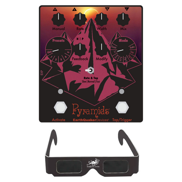 Earthquaker Devices LTD Pyramids Stereo Flanging Guitar Pedal w/ Solar Eclipse Glasses