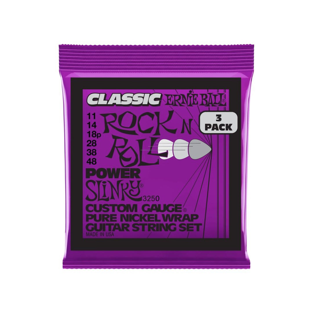 Ernie Ball 3-Pack Power Slinky Rock N Roll Electric Strings 11-48