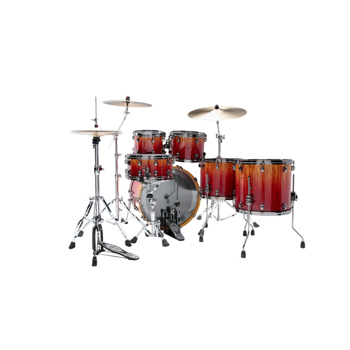 Tama Starclassic Walnut/Birch 5-Piece Shell Pack (22,10,12,14,16) with Black Nickel Shell Hardware - Vermillion Bosse Fonce Fade