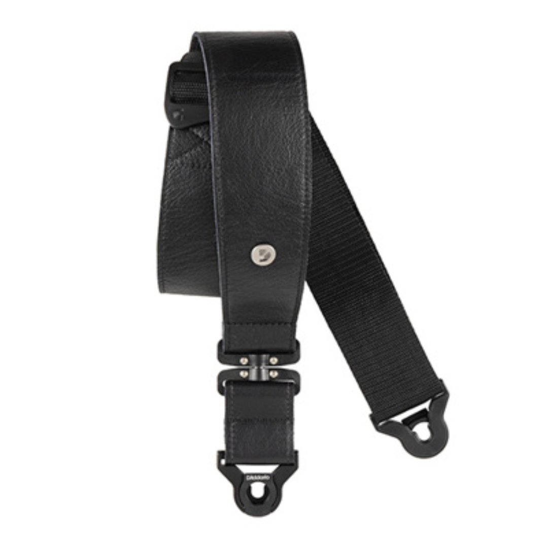 D'Addario 25BALSV00 2.5" Comfort Leather Guitar Strap with Swivel (Black)