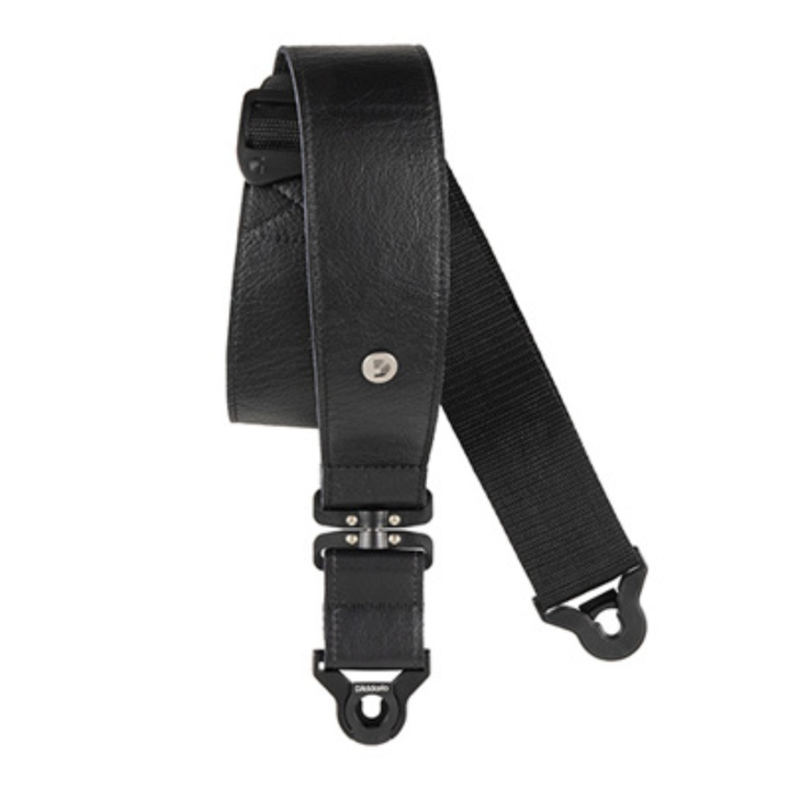 D'Addario 25BALSV00 2.5" Comfort Leather Guitar Strap with Swivel (Black)