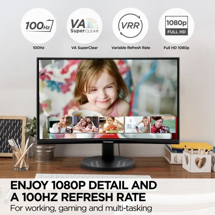 Viewsonic VA2416C 24" VA Curved Monitor  Full HD, Variable Refresh, HDMI, DisplayPort, VGA