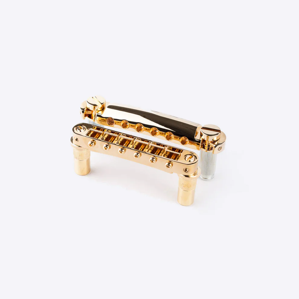 Allparts GB-0529-002 TonePros LPM02-G Metric Tuneomatic/Tailpiece set, large post, Gold