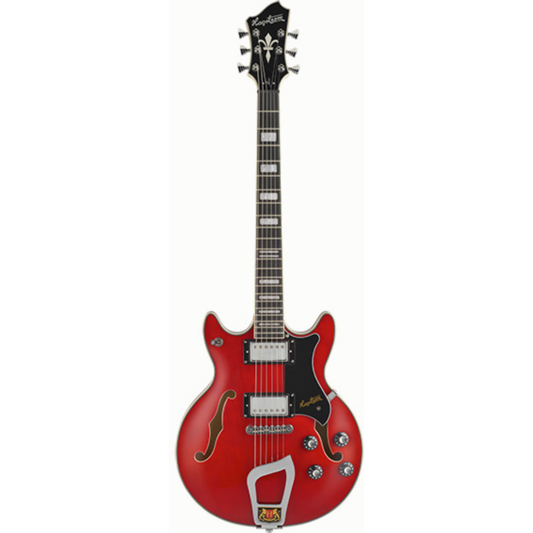 Hagstrom ALV-BLK Viking Alvar 6-String RH Semi-Hollow Electric Guitar (Wild Cherry Transparent)