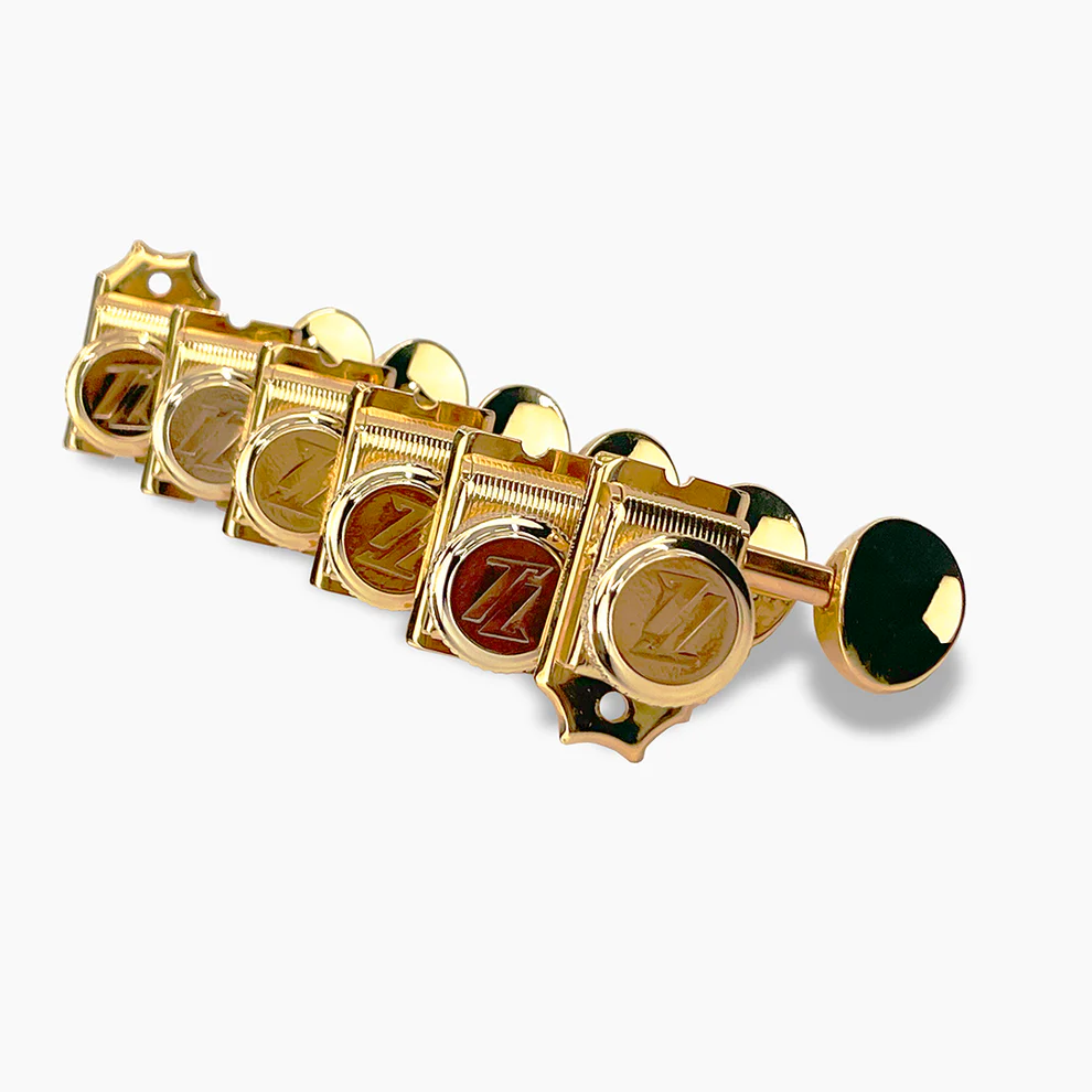 Allparts TK-7105-002 True-Lok Vintage Style Locking Tuners - 6-in-line, Staggered Posts, Gold