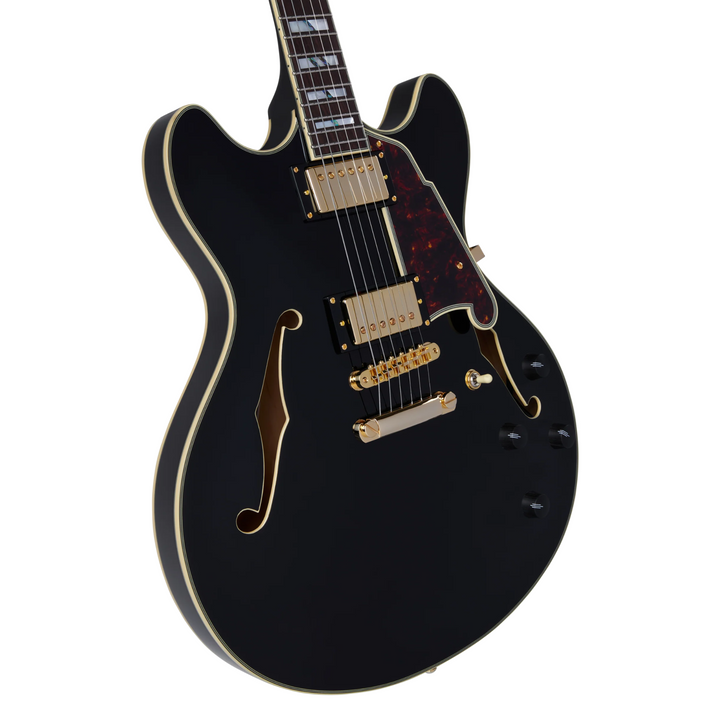 D'Angelico EXCEL DC Series Semi Hollow-Body Electric Guitar - Solid Black