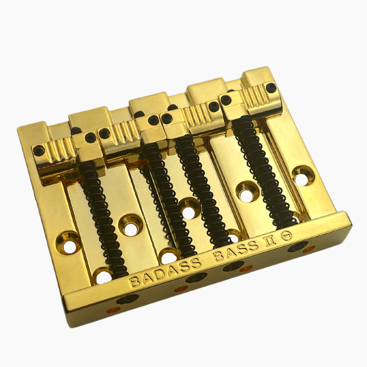 Allparts BB-3342-002 - Leo Quan® Badass II™ 4-String Bass Bridge - Grooved Saddles, Gold