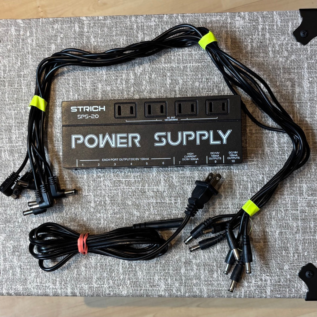 Strich - SPS-20 Pedal Power Supply w/ 7x Barrel Jack Jumper PWR Cables - USED
