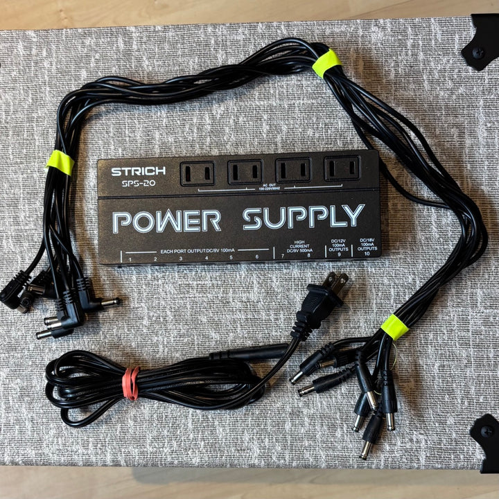 Strich - SPS-20 Pedal Power Supply w/ 7x Barrel Jack Jumper PWR Cables - USED