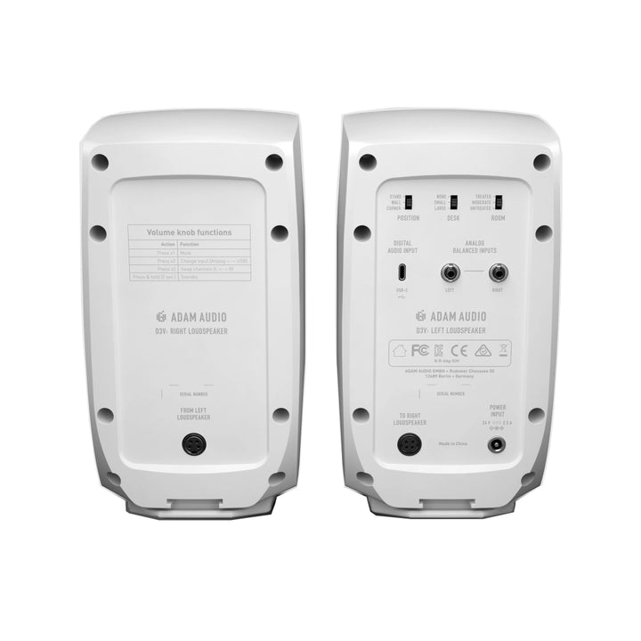 Adam Audio D3V Active Desktop Monitor System - White (Pair)
