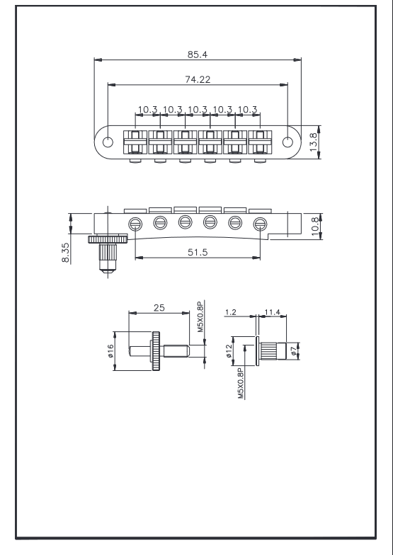 Allparts GB-0541 Nashville Tunematic Bridge Nickel
