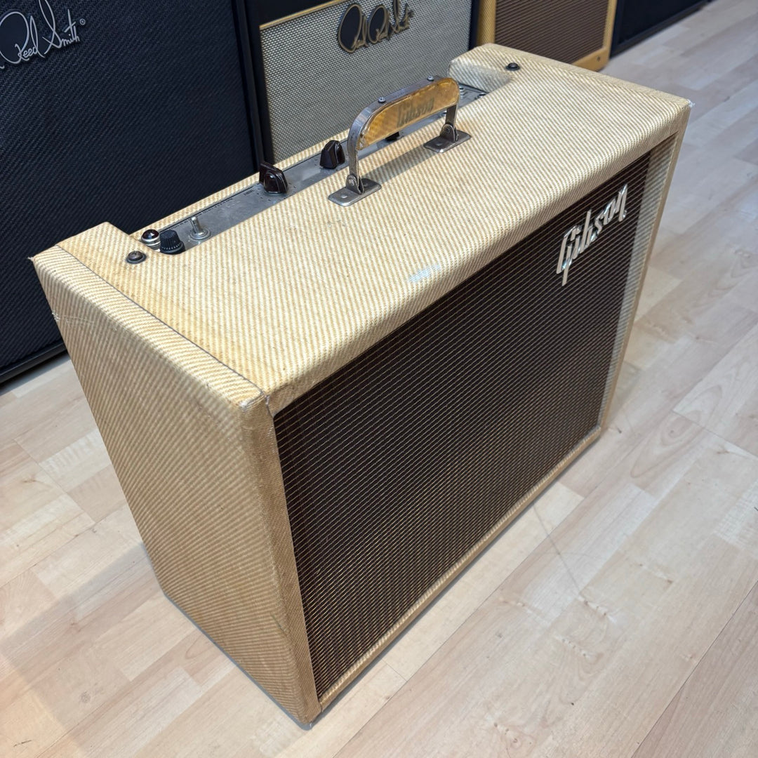 VINTAGE 1960 Gibson Lancer GA-6, 14- ish  Watt Tube Amp (Blonde Tweed) - USED