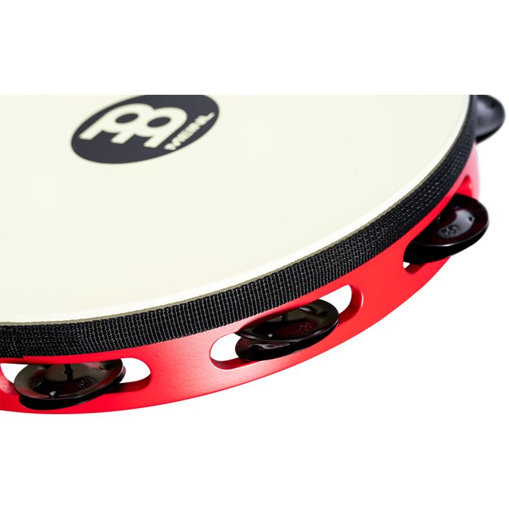 Meinl Percussion 10" Touring Synthetic Head Wood Tambourine Single row Red Black plated steel jingles