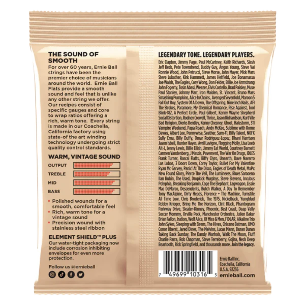 Ernie Ball 2580EB EB Light Stainless Steel Flatwound Electric Guitar Strings 11-50