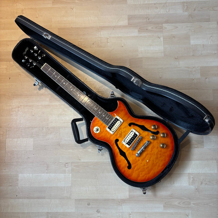 Xaviere - XV550 Hollowbody Quilted Maple Sunburst LP Copy w/ HD Case - USED