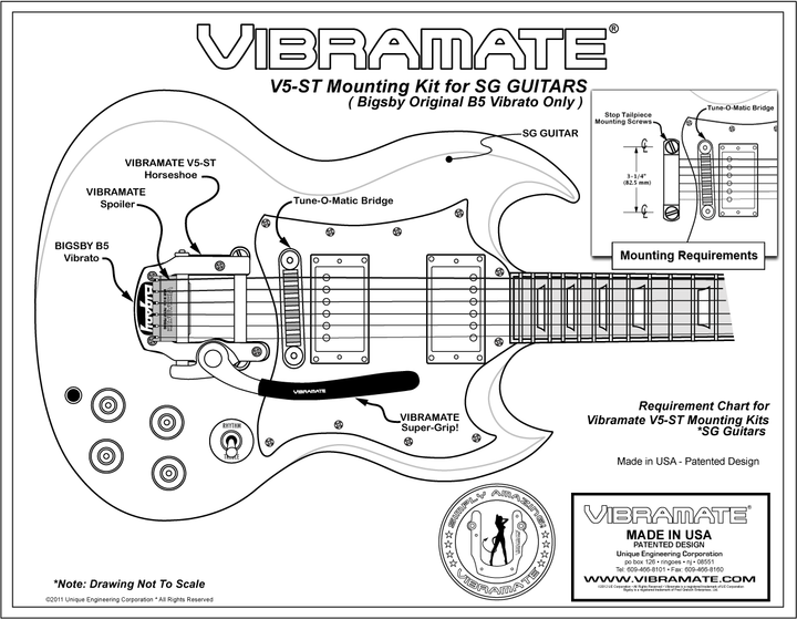 Allparts TP-3741 Vibramate® V5-ST for Bigsby® B5 and SG Gold
