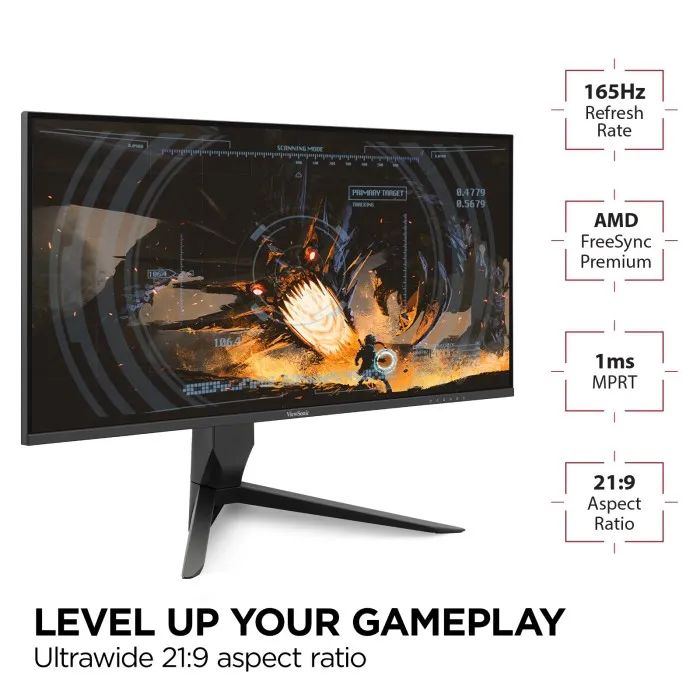 Viewsonic VX3418-2K 34" Ergonomic Gaming Monitor  UWQHD 3440x1440, 165Hz, 1ms, FreeSync Premium
