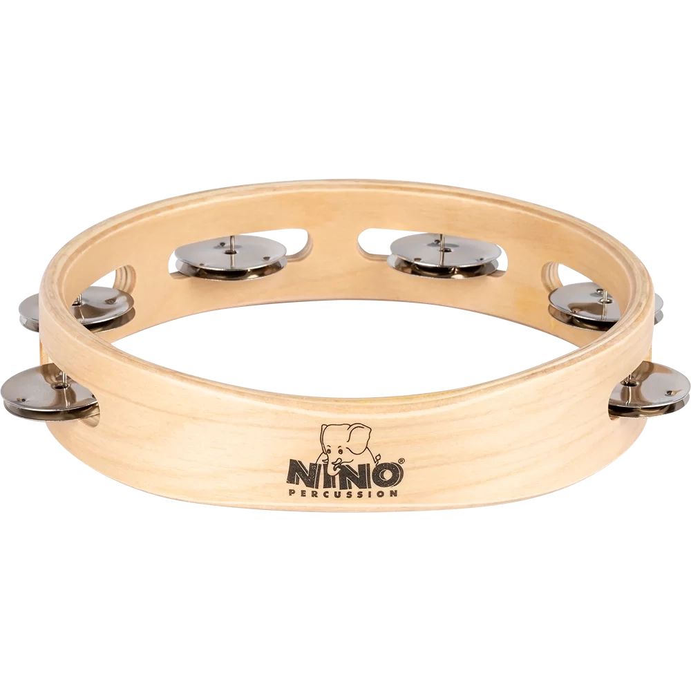 Nino Percussion Single Row Wood Tambourine - 8''