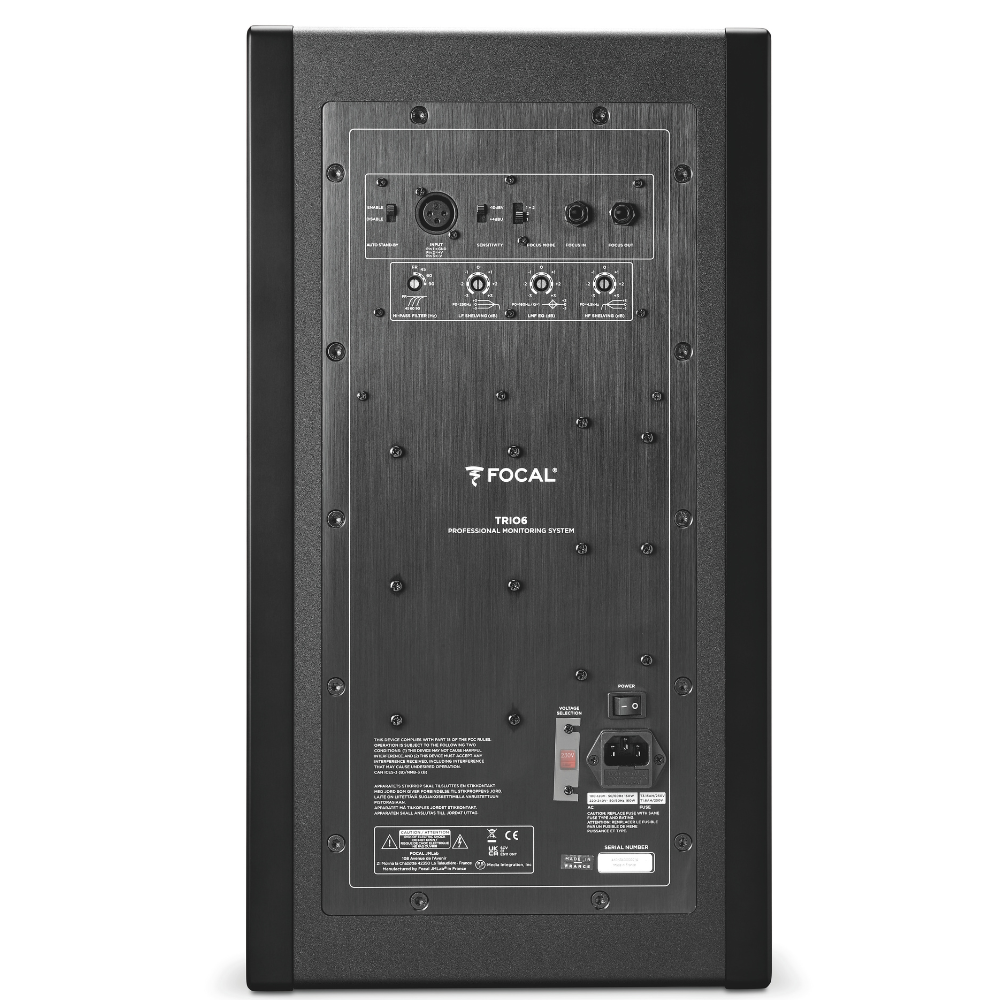 Focal TRIO 6 3-way active monitor - Black / 8" LF woofer + 5" midrange + 1" Beryllium tweeter + Dual Focus Mode - Black