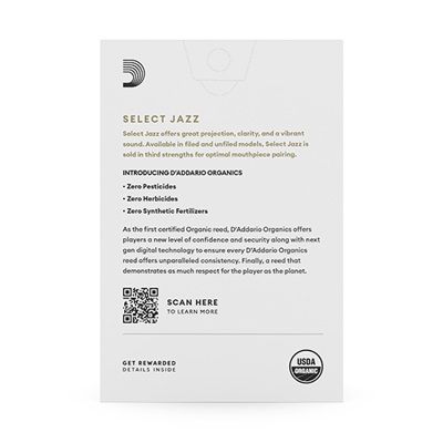 D'Addario Woodwinds ORSF10SSX3H Select Jazz, Soprano Saxophone - Filed, 3H, Box Of 10
