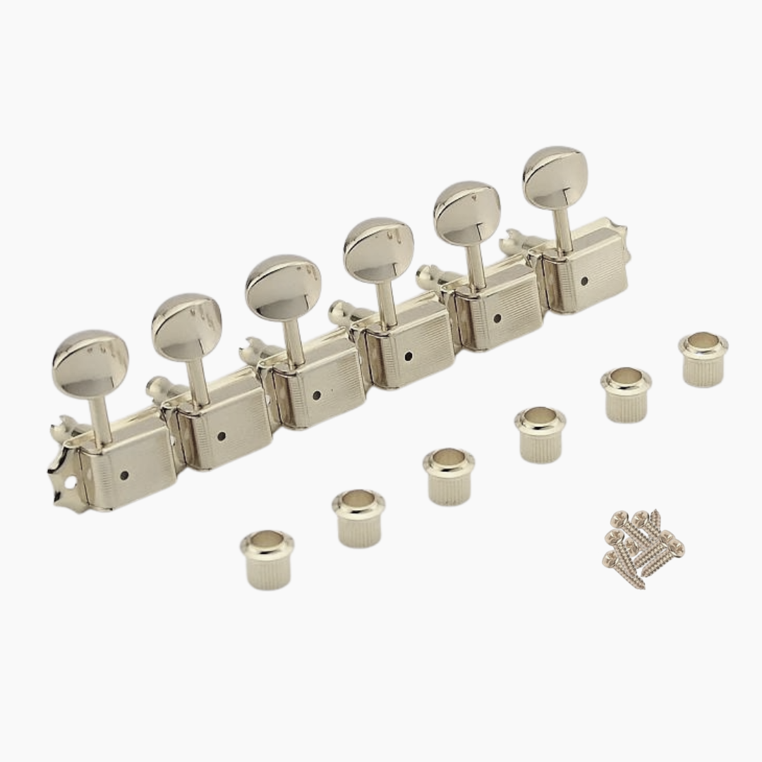 Allparts TK-0880-B01 Gotoh 6-in-line Vintage Keys Nickel - 10 Sets of 6 Tuners Bulk Packed (Includes Bushings & Screws)