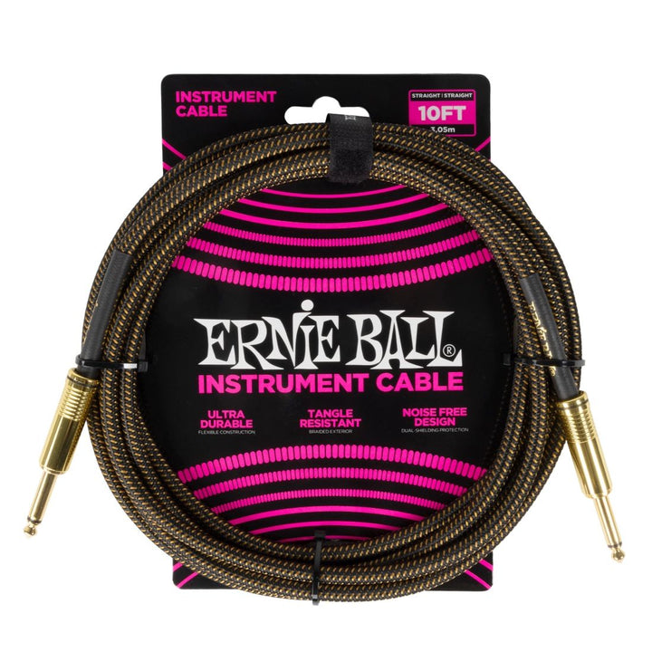 Ernie Ball 10' Straight Braided Cable - Pay Dirt