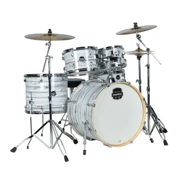 Mapex - Limited Edition Venus 5-Piece Drum Kit (22,10,12,16,SD) with Cymbals and Hardware - White Marblewood
